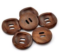 The Bead and Button Box - 10 Modern Designed Rich Chestnut Wooden Sewing Buttons 30mm