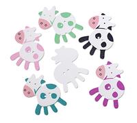 The Bead and Button Box - 10 Novelty Wooden Sewing Buttons. Large Cows. Random Mix of Colours. 39 x 35mm. Ideal for Scrapbook, Crafts, Childrens wear, Decoration