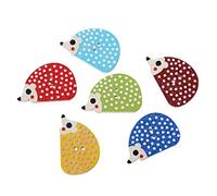 The Bead and Button Box - 10 Randomly Mixed Colours Hedgehog Design Wooden Sewing Buttons 25mm x 16mm. Ideal for Children and Baby wear. Craft and Scrapbook