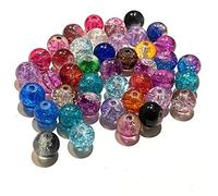 The Bead and Button Box - 100 Beautiful Crackle Beads 8mm Mixed Split Colour. Ideal for Jewellery Making, Home Decor and Other Craft Products
