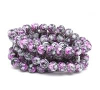 The Bead and Button Box. 100 Loose Glass Marbled Beads. 8mm. Pinky Grey. Jewellery Making, Crafts