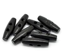 The Bead and Button Box - 3 Large Black Wooden Toggle Buttons. 35mm 2 holes. Accessories, Sewing Crafts, Knitting