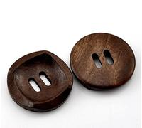 The Bead and Button Box - 6 Dark Rich Brown Modern Style Wooden Sewing Buttons. 30mm. Ideal for Sewing, Knitting, Button art, card making, Embellishment, scrapbook and other Crafts.