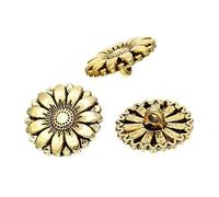 The Bead and Button Box - 6 Gold Tone Sunflower Buttons. Lead and Nickel Free. 18mm Suitable for Sewing, Knitting, Crochet, Crafts, Decoration. Shabby Chic Quality Heavy Buttons