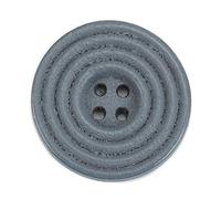 The Bead and Button Box. 6 Wooden Concentric Circle Design Buttons. 25mm. Grey