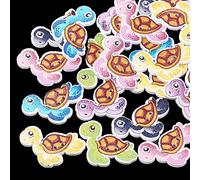 The Bead and Button Box. Pack of 10 2-Hole Printed Wooden Buttons, Tortoise Turtle Mixed Colours. 25x26x2.5mm, Hole: 1.6mm. Sewing, knitting, crafts