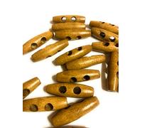 The Bead and Button Box - Pack of 10 Medium Coffee Wooden Toggle Buttons, for Sewing, Scrapbooking, Embelishments, Crafts, Jewellery making, shabby chic, Knitting, 40mm (4cm)