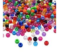 The Bead Shop 500pcs Pony Beads for Jewellery Making, Hair Braids and Crafts - Assorted Plastic Beads, Bright, Glitter & Pearl Finishes - Durable, Easy to Thread, Bracelets, Necklaces