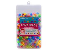 The Bead Shop 500pcs Pony Beads for Jewellery Making, Hair Braids and Crafts - Assorted Plastic Beads, Bright, Glitter & Pearl Finishes - Durable, Easy to Thread, Bracelets, Necklaces