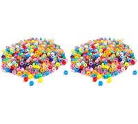 The Bead Shop 500pcs Pony Beads for Jewellery Making, Hair Braids and Crafts - Assorted Plastic Beads, Bright, Glitter & Pearl Finishes - Durable, Easy to Thread, Bracelets, Necklaces (Pack of 2)