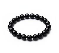 The Bead Shop Natural Gemstone Healing Crystal Bracelet 8mm Beads - Chakra Energy Balance Bracelet for Men Women - Meditation, Yoga & Spiritual Jewellery Gift - Black Agate