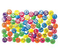 The Beadery 4-Ounce Bag of Mixed Alphabet Beads, Neon with Silver