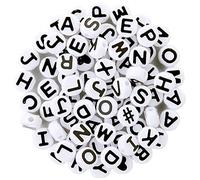 The Beadery 4-Ounce Bag of Mixed Alphabet Beads, White with Black