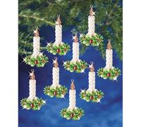 The Beadery Holiday Beaded Ornament Kit-Candle Wreath Makes 12 BOK-7464