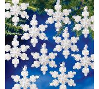 The Beadery Holiday Beaded Ornament Kit-Mini Pearl Snowflake 2" Makes 24 BOK-7493