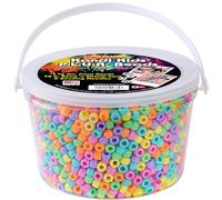 The Beadery Kandi Kolor Tub- Confetti Mix, 1.5 LBs of Plastic Beads, 75 Feet of Cord, 2 Beading Needles