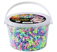 The Beadery Kandi Kolor Tub- Pastel Bliss Mix, 1.5 LBs of Plastic Beads, 75 Feet of Cord, 2 Beading Needles