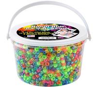 The Beadery Kandi Kolor Tub- Rainbow Mix, 1.5 LBs of Plastic Beads, 75 Feet of Cord, 2 Beading Needles