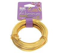 The Beadsmith 18-Gauge Anodized Petite Cut Aluminum Wire for Jewelry Making, 39 Feet / 13 Yard Spool (Gold Color)
