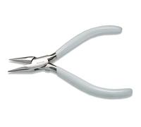 The Beadsmith 5" (130mm) Chain nose Plier, polished steel head, white PVC grip and double-leaf spring handle, jewelry making tool, 300 series