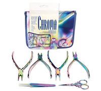 The Beadsmith 6-Piece Chroma Set - Jewelry-Making Tools Kit, Rainbow Titanium Finish, Includes 4 Pliers w/Tweezers and Scissors, Matching Case Included