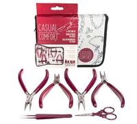 The Beadsmith 6-Piece Tools Set - 6 inches (152 mm) Jewelry-Making Kit, Includes Chain, Round, and Flat Nose, Flush Cutter, Scissors, & Tweezers w/Case