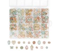 The Beadsmith Acrylic Beads Assortment - Assorted Colors Faux Gold Accent, Approx. 189pc, 17 Shapes (8.5-22.7mm), Jewelry & Bracelet Making Kit