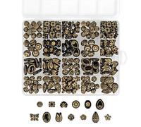 The Beadsmith Acrylic Beads Assortment - Black Faux Gold Accent, Approx. 213pc, 13 Shapes (8.9-18.2mm), Jewelry & Bracelet Making Kit