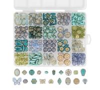 The Beadsmith Acrylic Beads Assortment - Blue & Faux Gold Mixed Beads, Approx. 280pc, 19 Shapes (6.3 - 17.5 mm), Jewelry & Bracelet Making Kit, Suitable for Creating Home Décor
