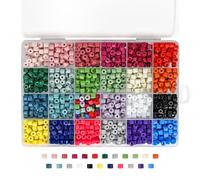 The Beadsmith Acrylic Beads Assortment - Tube Beads Assorted Colors, Approx. 1200pc, 24 Compartments (23 Colors + Mixed), 0.25" x 0.2" Cylinder Beads, Jewelry & Bracelet Making Kit