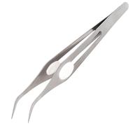 The Beadsmith Angled Precision Tweezer - Multipurpose Stainless Steel Tool w/Curved Tip & Cushion Grip, 6 Inches