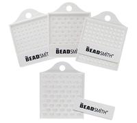 The Beadsmith Bead Counter Set - 4 Trays in Assorted Sizes, 3-8mm - Adjustable Slider for Set Quantities - Use to Count, Sort and Organize Beads and Pills