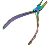 The Beadsmith Chroma Series Round Concave Pliers, 5.5" (140mm) w/Hardened Stainless-steel Head, Rainbow Titanium Coating, Contoured Comfort Grip Handle and Double-leaf Spring, Tool for Jewelry Making