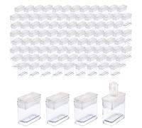 The Beadsmith Clear Plastic Boxes - Rectangle with a Flip Top Cap - 7/16” x 1” x 1” - Use for Beads, Bath Salts, Wedding & Party Favors, Home or Office Storage - Bag of 100