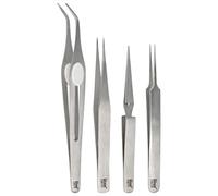 The Beadsmith Crafter’s Tweezers Set - 4-Piece Stainless Steel Set, Includes Knotting, Self-Locking, Fine Tip, and Angled Craft Tweezers