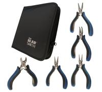 The Beadsmith Ergonomic Plier Set - 5-Piece Kit: Chain Nose, Round Nose, Flat Nose, Bent Chain Nose & Semi-Flush Side Cutter - Extra-Fine Tips, Comfortable Ergonomic Grip & Double-Leaf Springs