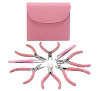 The Beadsmith Fashion Color Pliers - Set of 8 Slimline Color-Coordinated Tools - Matching Clutch in Bubblegum - Jewelry Making Supply Kit to Create Necklaces, Bracelets, Earrings & More
