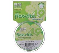 The Beadsmith Flex-Rite 49 Strand Nylon Coated, Stainless-Steel Beading Wire, Jewelry Making Supply (.014 Dia, Black - 30 Ft)