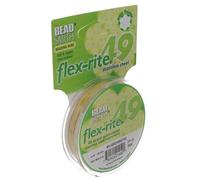 The Beadsmith Flex-Rite Wire - 49 Strand, Nylon Coated, Stainless Steel Beading Wire - Satin Gold Color, 018” Diameter, 100-foot Spool - Flexible Wire for Necklace, Bracelet and Jewelry Making