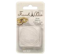 The Beadsmith French Wire - Silver Color - Size Medium (.9mm Diameter) - 14 Inches, Bullion, Gimp - Use to Conceal Beading Wire Next to Crimps and Clasps