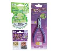 The Beadsmith Magical Crimper Kit - Includes Crimp Forming Pliers, 500 2x2 mm Crimp Tubes in Assorted Colors, and 21-Strand Flex-Rite Wire