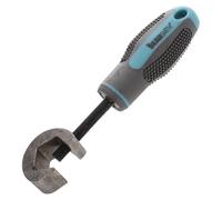 The Beadsmith Metal Stamp Holder, 6 inches, Metal Stamping Tool, with Grey & Aqua Textured Comfort Grip Handle, Holds Stamps in Place with a Safe and Secure Grip.
