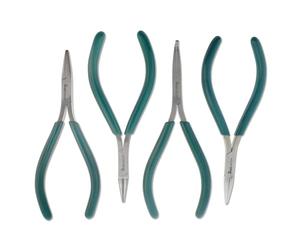 The Beadsmith Micro-Fine 4-Piece Plier Set with Storage Case - 5" Chain Nose, Round Nose, Flat Nose & Bent Nose Pliers, Precision Jewelry-Making Tools for Beading & Wirework