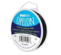The Beadsmith Opelon Stretch Cord - Elastic Beading Fiber, Black, 0.4 mm Diameter, 5 Meters (16.4 ft) Spool
