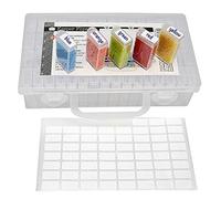 The Beadsmith Personality Case - Clear Storage Carrying Case 8.5 x 5 inches - and 64 flip top Boxes 1 x 2 inches Each, Includes Labels, for organizing and Storage