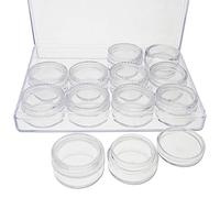 The Beadsmith Personality Case - Clear Storage Organizer Box, 5 x 3.75 x 0.9 inches - Includes 12 Small Containers with lids - 1.2 x 0.7 inches, Bead Holder