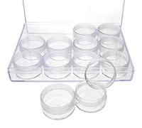 The Beadsmith Personality Case - Clear Storage Organizer Box - 6.4 x 4.8 x 1 inches - Includes 12 Small Containers with lids - 1.5 x 0.8 inches, Bead Holder