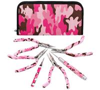 The Beadsmith Pink Camouflage Set - 6 Piece Kit: Pistol Grip Chain Nose, Round Nose, Flat Nose, Side Cutter Pliers w/Tweezers, Reamer and Zippered Pouch - 6 Inch Jewelry Making Tools