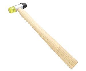 The Beadsmith Plastic-Rubber Jewelers Hammer - 9.5 Inches Wooden Handle - 61mm, 3oz Head, 17mm Faces - Use to Flatten and Shape Sheet Metal and Wire with No Risk of Marring