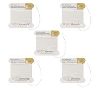The Beadsmith Pure Silk Cord - White Color, Size 6, Five Cards per Package, Needle Attached to Each Card
